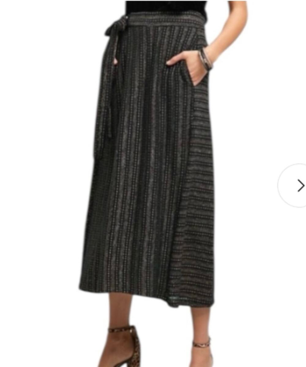 Eva Franco X Anthropologie Blake Wide-Leg Wrap Palazzo Pants, Black/Gold, Size S